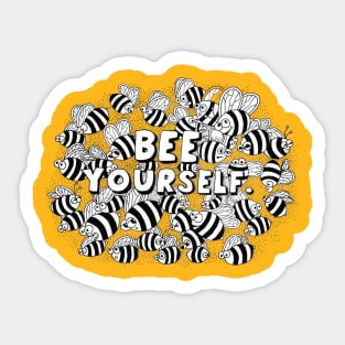 Bee Yourself - cool doodled t-shirt design Sticker